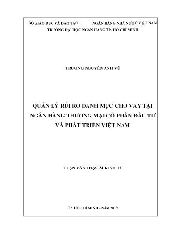 Luận văn Quản lý rủi ro danh mục cho vay tại Ngân hàng Thương mại cổ phần Đầu tư và phát triển Việt Nam
