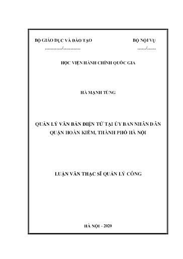 Luận văn Quản lý văn bản điện tử tại Ủy ban nhân dân Quận hoàn kiếm, Thành phố Hà Nội