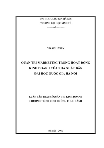 Luận văn Quản trị Marketing trong hoạt động kinh doanh của Nhà xuất bản Đại học Quốc gia Hà Nội