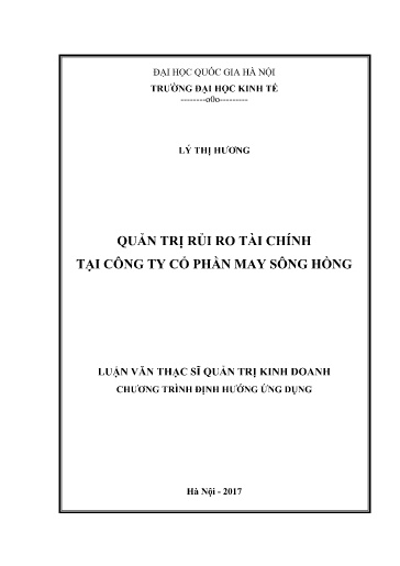 Luận văn Quản trị rủi ro tài chính tại Công ty cổ phần may sông Hồng