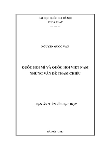 Luận văn Quốc hội Mĩ và quốc hội Việt Nam những vấn đề tham chiếu