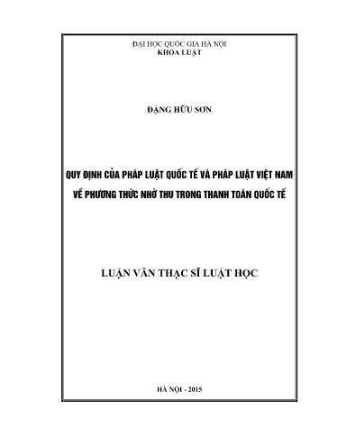 Luận văn Quy định của pháp luật quốc tế và pháp luật Việt Nam về phương thức nhờ thu trong Thanh toán Quốc tế