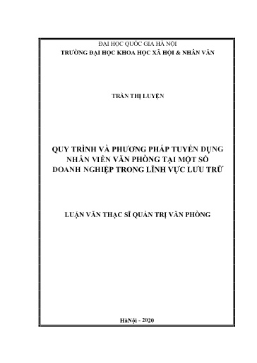 Luận văn Quy trình và phương pháp tuyển dụng nhân viên văn phòng tại một số doanh nghiệp trong lĩnh vực lưu trữ