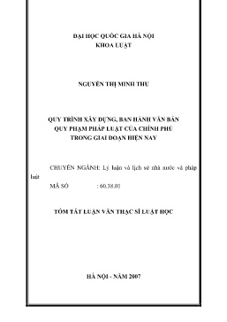 Luận văn Quy trình xây dựng, ban hành văn bản quy phạm pháp luật của chính phủ trong giai đoạn hiện nay
