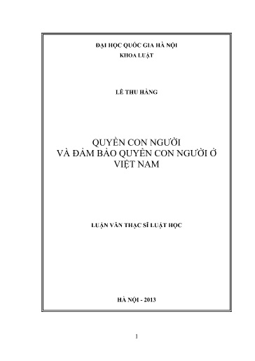 Luận văn Quyền con người và đảm bảo quyền con người ở Việt Nam