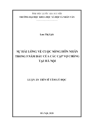 Luận văn Sự hài lòng về cuộc sống hôn nhân trong 5 năm đầu của các cặp vợ chồng tại Hà Nội