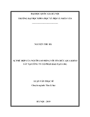 Luận văn Sự phù hợp của người lao động với tổ chức (Qua khảo sát tại Công ty cổ phần đào tạo ASK)