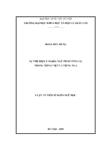 Luận văn Sự thể hiện ý nghĩa ngữ pháp công cụ trong Tiếng Việt và Tiếng Nga