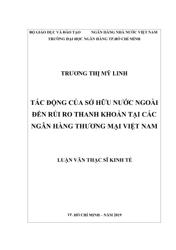 Luận văn Tác động của sở hữu nước ngoài đến rủi ro thanh khoản tại các Ngân hàng Thương mại Việt Nam