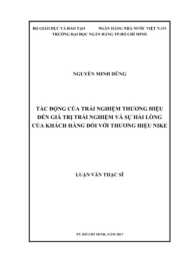Luận văn Tác động của trải nghiệm thương hiệu đến giá trị trải nghiệm và sự hài lòng của khách hàng đối với thương hiệu Nike