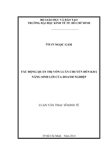 Luận văn Tác động quản trị vốn luân chuyển đến khả năng sinh lời của doanh nghiệp