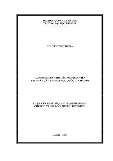 Luận văn Tạo động lực cho cán bộ, nhân viên tại Nhà xuất bản Đại học quốc gia Hà Nội