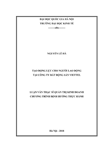 Luận văn Tạo động lực cho người lao động tại Công ty bất động sản Viettel