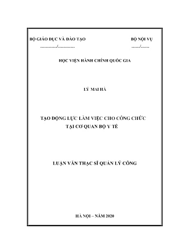 Luận văn Tạo động lực làm việc cho công chức tại cơ quan bộ y tế