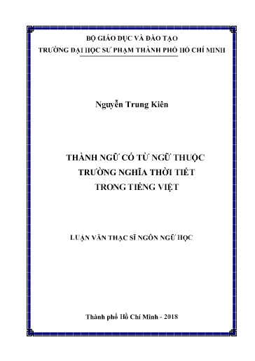 Luận văn Thành ngữ có từ ngữ thuộc trường nghĩa thời tiết trong Tiếng Việt
