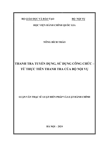 Luận văn Thanh tra tuyển dụng, sử dụng công chức – từ thực tiễn thanh tra của bộ nội vụ