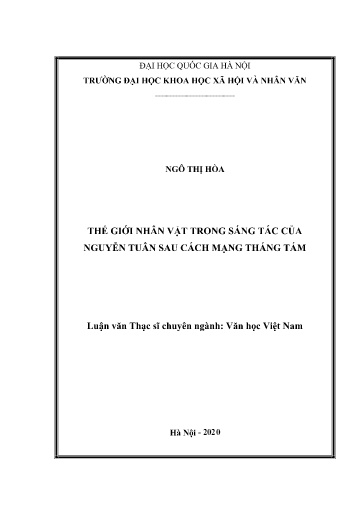 Luận văn Thế giới nhân vật trong sáng tác của Nguyễn Tuân sau cách mạng Tháng Tám