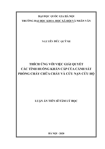 Luận văn Thích ứng với việc giải quyết các tình huống khẩn cấp của cảnh sát phòng cháy chữa cháy và cứu nạn cứu hộ
