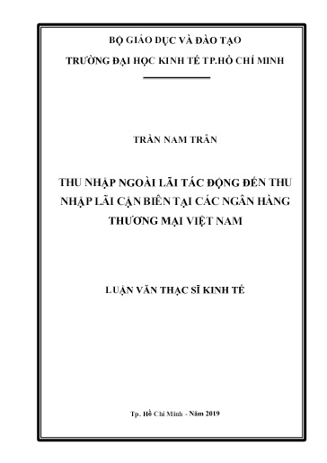 Luận văn Thu nhập ngoài lãi tác động đến thu nhập lãi cận biên tại các Ngân hàng Thương mại Việt Nam