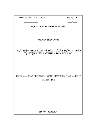 Luận văn Thực hiện pháp luật về đầu tư xây dựng cơ bản tại Viện kiểm sát nhân dân tối cao