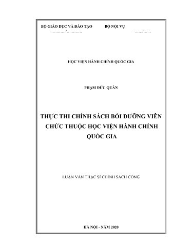 Luận văn Thực thi chính sách bồi dưỡng viên chức thuộc học viện hành chính quốc gia