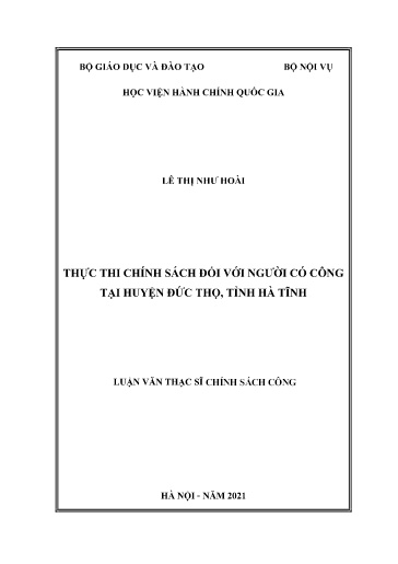 Luận văn Thực thi chính sách đối với người có công tại huyện Đức Thọ, tỉnh Hà Tĩnh