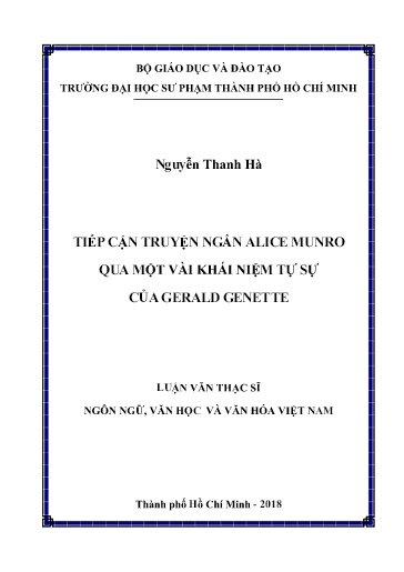 Luận văn Tiếp cận truyện ngắn Alice Munro qua một vài khái niệm tự sự của Gerald Genette