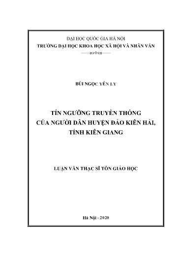 Luận văn Tín ngưỡng truyền thống của người dân huyện đảo Kiên Hải, tỉnh Kiên Giang