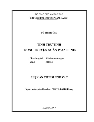 Luận văn Tính trữ tình trong truyện ngắn Ivan Bunin