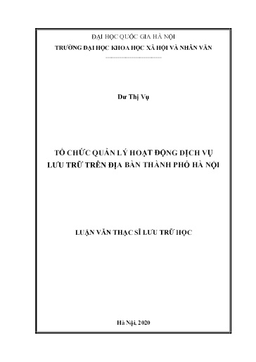 Luận văn Tổ chức quản lý hoạt động dịch vụ lưu trữ trên địa bàn Thành phố Hà Nội