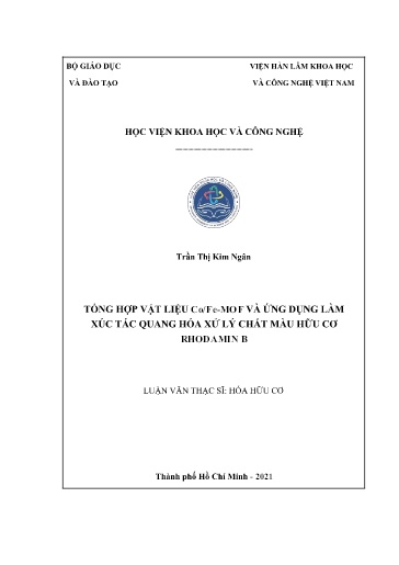 Luận văn Tổng hợp vật liệu Co/Fe-MOF và ứng dụng làm xúc tác quang hóa xử lý chất màu hữu cơ Rhodamin B