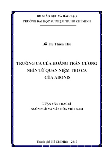 Luận văn Trường ca của Hoàng Trần Cương nhìn từ quan niệm thơ ca của Adonis