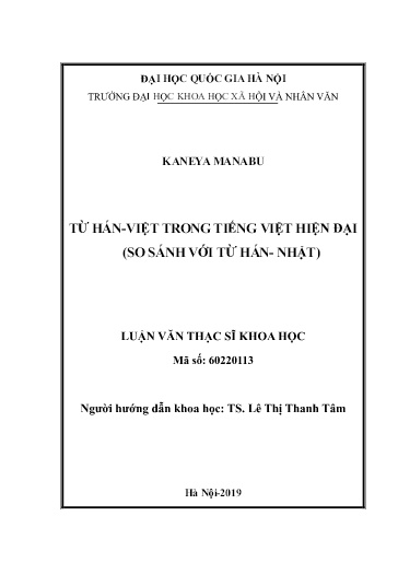 Luận văn Từ Hán - Việt trong Tiếng Việt hiện đại (So sánh với từ Hán - Nhật)