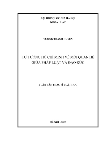 Luận văn Tư tưởng Hồ Chí Minh về mối quan hệ giữa pháp luật và đạo đức
