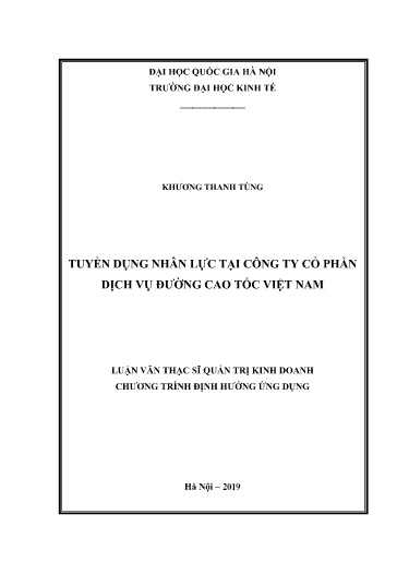 Luận văn Tuyển dụng nhân lực tại Công ty cổ phần dịch vụ đường cao tốc Việt Nam