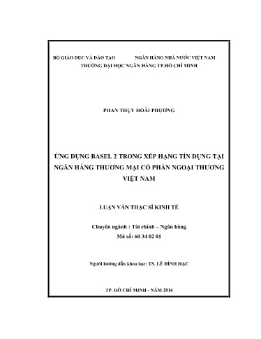 Luận văn Ứng dụng Basel 2 trong xếp hạng tín dụng tại Ngân hàng Thương mại cổ phần Ngoại thương Việt Nam