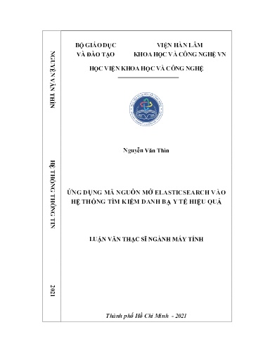 Luận văn Ứng dụng mã nguồn mở Elasticsearch vào hệ thống tìm kiếm danh bạ Y tế hiệu quả