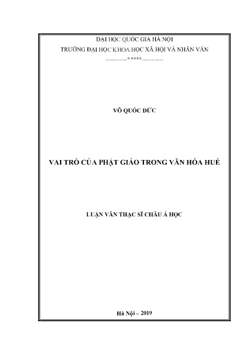 Luận văn Vai trò của phật giáo trong văn hóa Huế