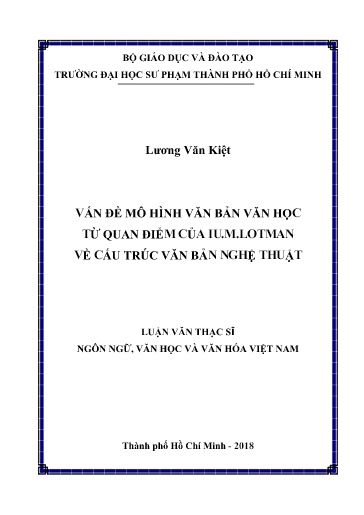Luận văn Vấn đề mô hình văn bản văn học từ quan điểm của IU.M.Lotman về cấu trúc văn bản nghệ thuật