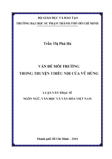 Luận văn Vấn đề môi trường trong truyện Thiếu nhi của Vũ Hùng