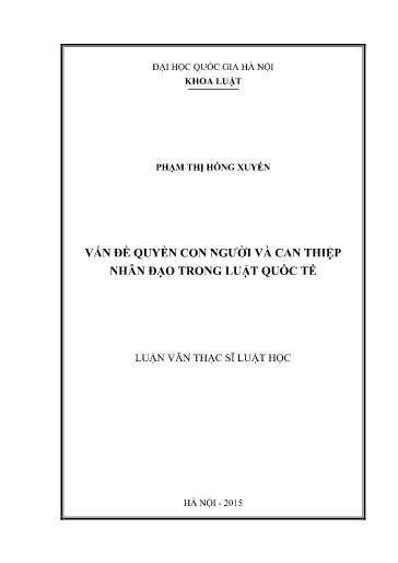 Luận văn Vấn đề quyền con người và can thiệp nhân đạo trong Luật Quốc Tế