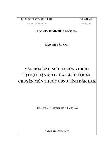 Luận văn Văn hóa ứng xử của công chức tại bộ phận một cửa các cơ quan chuyên môn thuộc UBND tỉnh Đắk Lắk