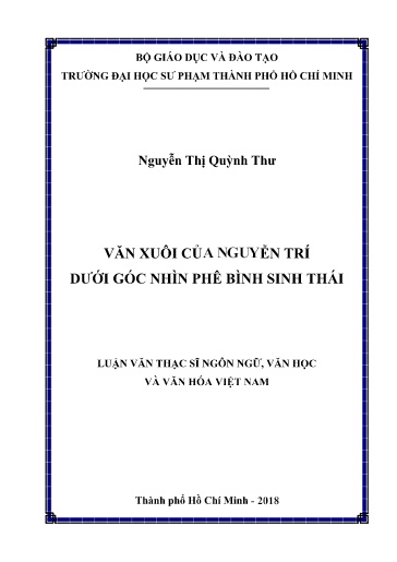 Luận văn Văn xuôi của Nguyễn Trí dưới góc nhìn phê bình sinh thái