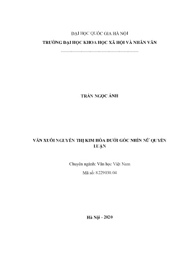 Luận văn Văn xuôi Nguyễn Thị Kim Hòa dưới góc nhìn nữ quyền luận