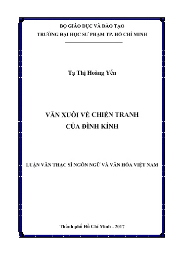 Luận văn Văn xuôi về chiến tranh của Đình Kính