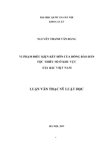 Luận văn Vi phạm điều kiện kết hôn của đồng bào dân tộc thiểu số ở khu vực Tây Bắc Việt Nam