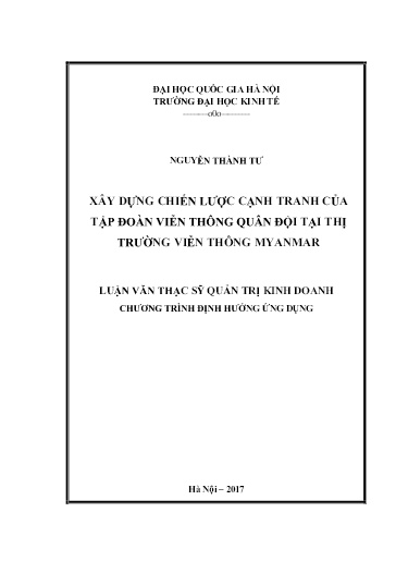 Luận văn Xây dựng chiến lược cạnh tranh của Tập đoàn Viễn Thông Quân đội tại Thị trường viễn thông Myanmar