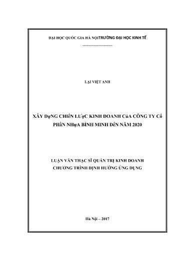 Luận văn Xây dựng chiến lược kinh doanh của Công ty cổ phần nhựa Bình Minh đến năm 2020