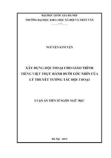Luận văn Xây dựng hội thoại cho giáo trình Tiếng Việt thực hành dưới góc nhìn của lý thuyết tương tác hội thoại