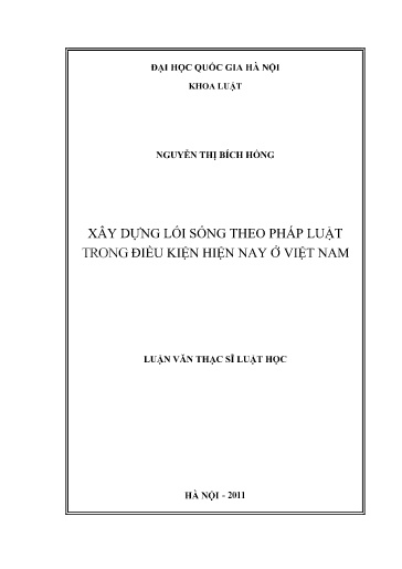 Luận văn Xây dựng lối sống theo pháp luật trong điều kiện hiện nay ở Việt Nam